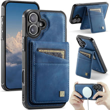 for iPhone 16 2 in 1 Detachable Card Holder Wallet Case Strong Magnetic Leather Card Holder RFID Blacking Case for iPhone 16 Pink