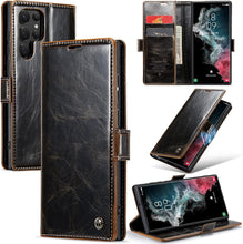for Samsung Galaxy S23 Case Retro Style Magnetic Soft Flip Leather Wallet Card Holder Comfortable Grip Anti-Fingerprint Anti-Fall