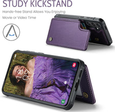 Konstreet for Samsung Galaxy S25 Plus Wallet Case with RFID Blocking and 5 Credit Card Holder, Premium Durable Slim Leather Magnetic Clasp Kickstand Heavy Duty Shockproof Protective Cover.- Purple