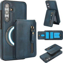 for Samsung Galaxy S25 Plus Case with 2 in 1 Detachable Magnetic Wallet, 4 Card Slots and Zipper Pocket,Compatible with MagSafe, RFlD Blocking Premium PU Leather Wireless Charging-Black