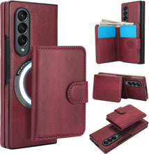 삼성 갤럭시 Z Fold3/Fold4 케이스용 Konstreet 2-in-1 분리형 자석 지갑, 5개 카드 슬롯, MagSafe 및 RFID 차단 기능, PU 가죽 킥스탠드, 무선 충전