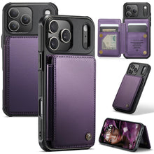 for iPhone 17 Wallet Case with RFID Blocking and 4 Credit Card Holder, Premium Durable Slim Leather Magnetic Clasp Kickstand Heavy Duty Shockproof Protective Cover.- Purple