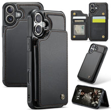 for iPhone 17 Wallet Case with RFID Blocking and 4 Credit Card Holder, Premium Durable Slim Leather Magnetic Clasp Kickstand Heavy Duty Shockproof Protective Cover.- Purple