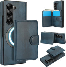 삼성 갤럭시 Z Fold5 케이스 2-in-1 분리형 자석 지갑, 5개 카드 슬롯, MagSafe 및 RFID 차단 기능, PU 가죽 킥스탠드, 무선 충전 기능