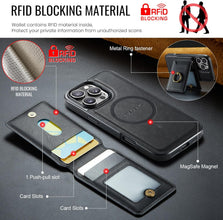 for iPhone 16 Pro Max Case 2 in 1 Detachable Card Bag Wallet Case Durable Leather Wallets Magnetic Card Holder 4 Card Slots 1 Small Cash Holder RFID Blocking
