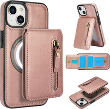 Konstreet for iPhone 14 Series Case with 2-in-1 Detachable Magnetic Wallet 4 Card Slots and 1 Zipper Bag Compatible MagSafe and RFID Blocking Stand Wireless Charging