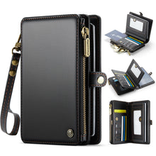 Passport Holder Wallet Bag with 11 Card Slots and Passport Solt Cash Solt Photo Solt Zipper Pocket, RFID Blocking Wristlet Strap for Travel.Brown