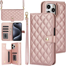 for iPhone 16 Wallet Case with 5 Card Slots and 1 Cash Slot and Crossbody Strap and Wrist Strap Luxury Fashion Shockproof Magnetic Flip Cover Protective