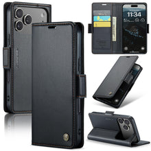 for iPhone 17 Pro Max Wallet Case, RFID Blocking with Kickstand 3 Credit Card Slot and Cash Slot Magnetic Closure Wireless Charging Slim PU Leather Protective Cover - Brown