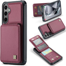 for Samsung Galaxy S24 Ultra Case PC Hard Frame Durable Leather Built-in Flip Cover 4 Card solts FRID Function Magnetic Clasp Multifunctional Anti-Drop Phone case