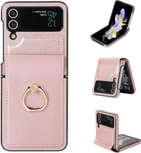 for Samsung Galaxy Z Flip 6 Case with Ring Stand Exquisite and Fashionable PU Leather Folding Protective Cover Full Body Anti-Fall and Shockproof