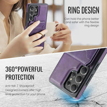 for Samsung Galaxy S25 Ultra 2 in 1 Detachable Card Bag Wallet Case Durable Leather Wallets Magnetic Card Holder 4 Card Slots Ring Stand RFID Blocking