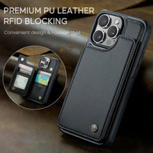 for iPhone 16 Pro Max Case with RFID Blocking and 5 Credit Card Holder, Premium Durable Slim Leather Magnetic Clasp Kickstand Heavy Duty Shockproof Protective Cover.- Black