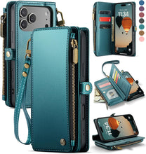 Defencase Compatible with iPhone 17 Pro Case Wallet with RFID Blocking Card Holder for Women and Men, PU Leather Magnetic Snap Flip Zipper Strap Wallet Phone Case for iPhone 17 Pro 6.3