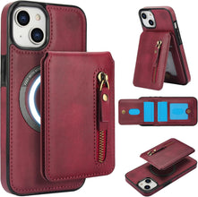 Konstreet for iPhone 14 Series Case with 2-in-1 Detachable Magnetic Wallet 4 Card Slots and 1 Zipper Bag Compatible MagSafe and RFID Blocking Stand Wireless Charging