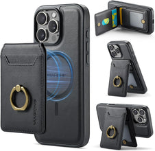 for iPhone 15 Pro Case 2 in 1 Detachable Card Bag Wallet Case Durable Leather Wallets Magnetic Card Holder 4 Card Slots 1 Small Cash Holder RFID Blocking