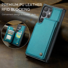 for Samsung Galaxy S22 Ultra Case with Multiple Card Holder Magnetic Wallet Buckle Leather Bracket RFID Blocking Wallet S22 Ultra Case