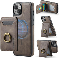 for iPhone 15 Pro Case 2 in 1 Detachable Card Bag Wallet Case Durable Leather Wallets Magnetic Card Holder 4 Card Slots 1 Small Cash Holder RFID Blocking