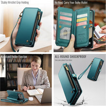 Defencase Compatible with iPhone 17 Pro Case Wallet with RFID Blocking Card Holder for Women and Men, PU Leather Magnetic Snap Flip Zipper Strap Wallet Phone Case for iPhone 17 Pro 6.3