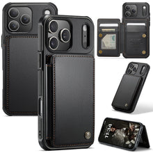 for iPhone 17 Wallet Case with RFID Blocking and 4 Credit Card Holder, Premium Durable Slim Leather Magnetic Clasp Kickstand Heavy Duty Shockproof Protective Cover.- Purple