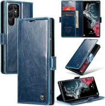 for Samsung Galaxy S23 Case Retro Style Magnetic Soft Flip Leather Wallet Card Holder Comfortable Grip Anti-Fingerprint Anti-Fall