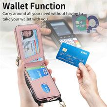 for iPhone 16 Pro Mobile Phone Case Classic Card Holder Cute Heart Pattern Luxury Leather Flip Cover with Long Strap Compatibility with Daily Travel Anti-Fall Durable
