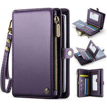 Passport Holder Wallet Bag with 11 Card Slots and Passport Solt Cash Solt Photo Solt Zipper Pocket, RFID Blocking Wristlet Strap for Travel.Brown
