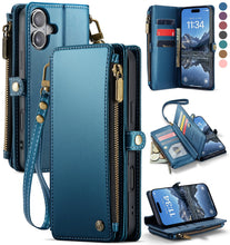Defencase Compatible with iPhone 17 Case Wallet with RFID Blocking Card Holder for Women and Men, Fashion PU Leather Magnetic Snap Flip Zipper Strap Wallet Phone Case for iPhone 17 6.3