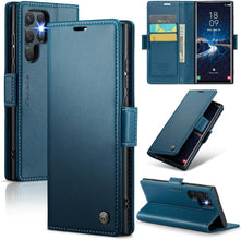 for Samsung Galaxy S25 Ultra Wallet Case, RFID Blocking with Kickstand 3 Credit Card Slot and Cash Slot Magnetic Closure Wireless Charging Slim PU Leather Protective Cover - Purple