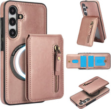for Samsung Galaxy S25 Plus Case with 2 in 1 Detachable Magnetic Wallet, 4 Card Slots and Zipper Pocket,Compatible with MagSafe, RFlD Blocking Premium PU Leather Wireless Charging-Black