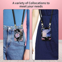 for Samsung Galaxy Z Flip 6 Wallet Case Floral Design with 4 Card Slots and 1 Zipper Pocket Long Lanyard and Kickstand for Women