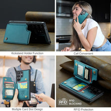 for Samsung Galaxy S22 Ultra Case with Multiple Card Holder Magnetic Wallet Buckle Leather Bracket RFID Blocking Wallet S22 Ultra Case