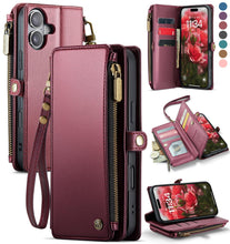 Defencase Compatible with iPhone 17 Case Wallet with RFID Blocking Card Holder for Women and Men, Fashion PU Leather Magnetic Snap Flip Zipper Strap Wallet Phone Case for iPhone 17 6.3