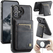 for iPhone 16 2 in 1 Detachable Card Holder Wallet Case Strong Magnetic Leather Card Holder RFID Blacking Case for iPhone 16 Pink