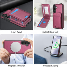 for Samsung Galaxy S24 Ultra 2 in 1 Detachable Card Bag Wallet Case Durable Leather Wallets Magnetic Card Holder 4 Card Slots RFID Blocking