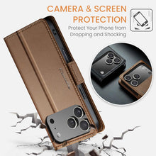 for iPhone 17 Pro Max Wallet Case, RFID Blocking with Kickstand 3 Credit Card Slot and Cash Slot Magnetic Closure Wireless Charging Slim PU Leather Protective Cover - Brown