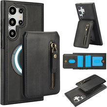 for Samsung Galaxy S25 Plus Case with 2 in 1 Detachable Magnetic Wallet, 4 Card Slots and Zipper Pocket,Compatible with MagSafe, RFlD Blocking Premium PU Leather Wireless Charging-Black