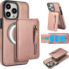 Konstreet for iPhone 14 Series Case with 2-in-1 Detachable Magnetic Wallet 4 Card Slots and 1 Zipper Bag Compatible MagSafe and RFID Blocking Stand Wireless Charging