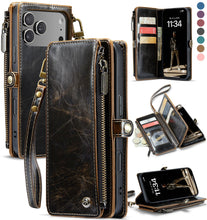 Defencase Compatible with iPhone 17 Pro Case Wallet with RFID Blocking Card Holder for Women and Men, PU Leather Magnetic Snap Flip Zipper Strap Wallet Phone Case for iPhone 17 Pro 6.3