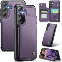 for Samsung Galaxy S23 Ultra Case with Multiple Card Holder and 1 Photo Slot Magnetic Wallet Buckle RFID Blocking Durable Leather Bracket Shockproof S23 Ultra Case for Galaxy