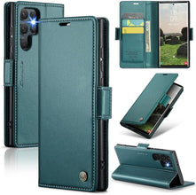 for Samsung Galaxy S25 Ultra Wallet Case, RFID Blocking with Kickstand 3 Credit Card Slot and Cash Slot Magnetic Closure Wireless Charging Slim PU Leather Protective Cover - Purple