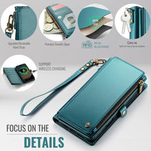 Defencase Compatible with iPhone 17 Pro Case Wallet with RFID Blocking Card Holder for Women and Men, PU Leather Magnetic Snap Flip Zipper Strap Wallet Phone Case for iPhone 17 Pro 6.3