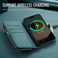 Defencase Compatible with iPhone 17 Pro Case Wallet with RFID Blocking Card Holder for Women and Men, PU Leather Magnetic Snap Flip Zipper Strap Wallet Phone Case for iPhone 17 Pro 6.3