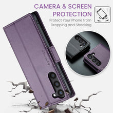 for Samsung Galaxy S25 Ultra Wallet Case, RFID Blocking with Kickstand 3 Credit Card Slot and Cash Slot Magnetic Closure Wireless Charging Slim PU Leather Protective Cover - Purple