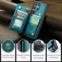 for Samsung Galaxy S22 Ultra Case with Multiple Card Holder Magnetic Wallet Buckle Leather Bracket RFID Blocking Wallet S22 Ultra Case