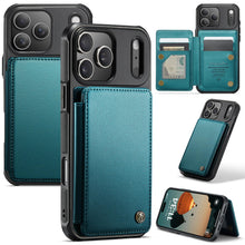 for iPhone 17 Wallet Case with RFID Blocking and 4 Credit Card Holder, Premium Durable Slim Leather Magnetic Clasp Kickstand Heavy Duty Shockproof Protective Cover.- Purple