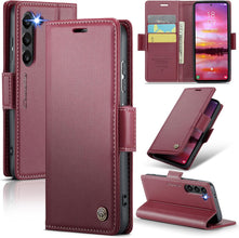for Samsung Galaxy S25 Ultra Wallet Case, RFID Blocking with Kickstand 3 Credit Card Slot and Cash Slot Magnetic Closure Wireless Charging Slim PU Leather Protective Cover - Purple