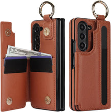 for Samsung Galaxy Z Fold5 Case with S Pen Holder and Card Slot and Cash Clip Premium Fashion Design Luxury Business Premium Leather Magnetic Closure Cover