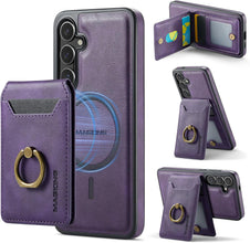 for Samsung Galaxy S25 Ultra 2 in 1 Detachable Card Bag Wallet Case Durable Leather Wallets Magnetic Card Holder 4 Card Slots Ring Stand RFID Blocking