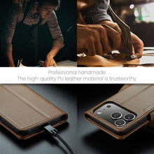 for iPhone 17 Pro Max Wallet Case, RFID Blocking with Kickstand 3 Credit Card Slot and Cash Slot Magnetic Closure Wireless Charging Slim PU Leather Protective Cover - Brown